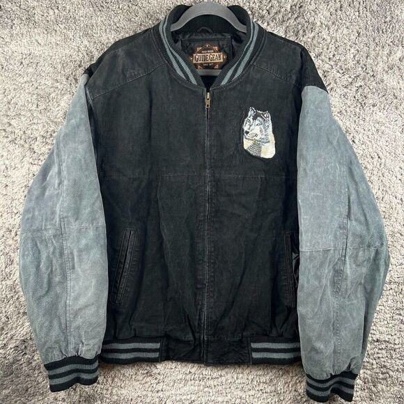 Vintage Guide Gear Men's Black Suede Wolf Jacket XL